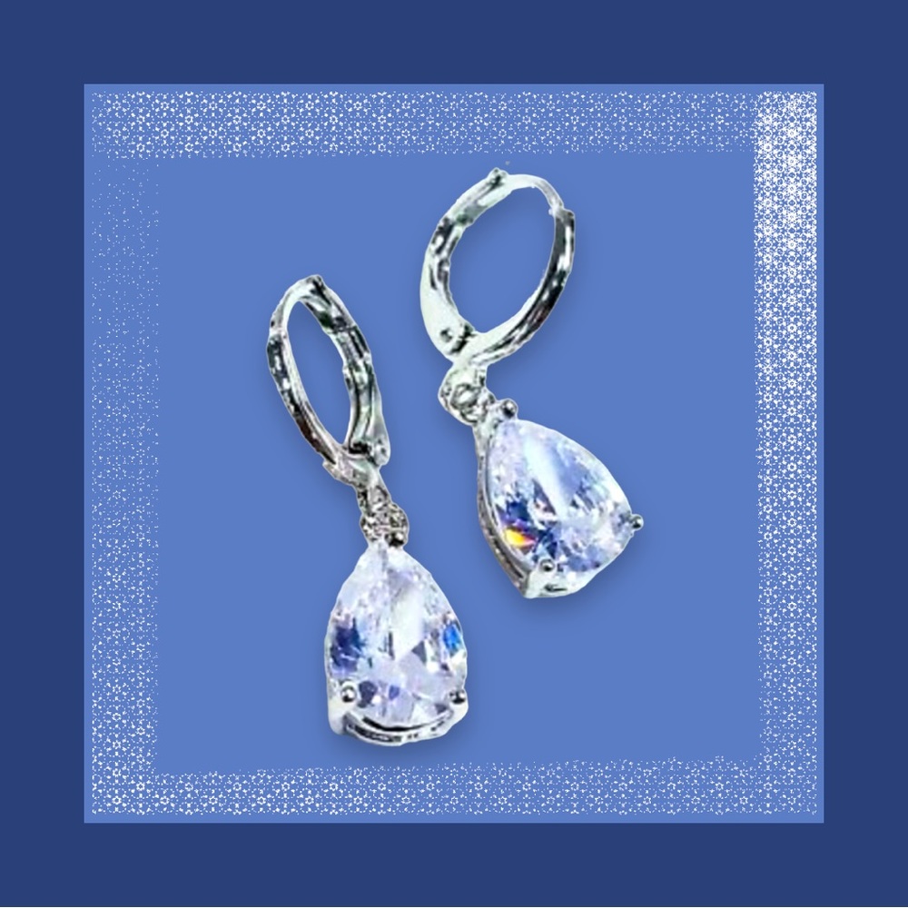 Gorgeous White Gold Plated Teardrop Earrings by Nikola Valenti - Picture 1 of 5